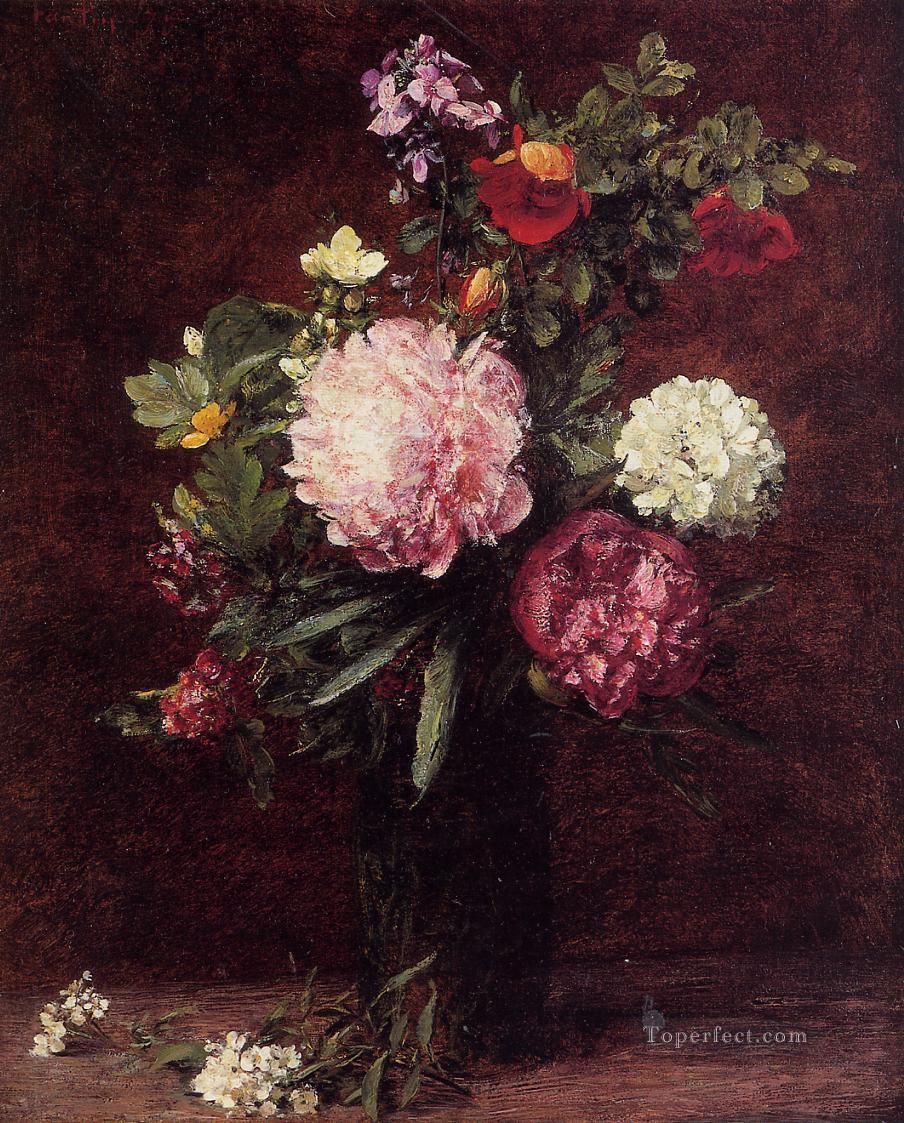 Ramo grande de flores con tres peonías Henri Fantin Latour Pintura al óleo
